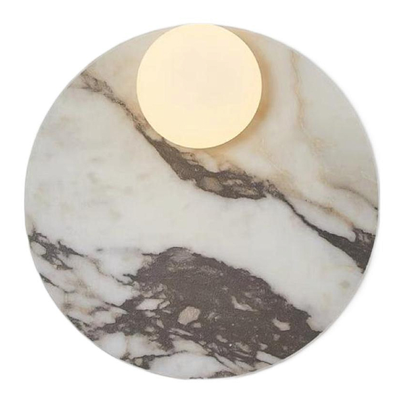 Бра круглое с каменным основанием и плафоном из стекла Shaw Marble Lighting Бежевый Бра круглое с каменным основанием и плафоном из стекла Shaw Marble Lighting Бежевый в Орле | Loft Concept