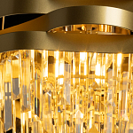 Люстра цвета матового золота с металлическими лентами и длинными прозрачными подвесками Gilded Waves варинант исполнения - 5 | Loft Concept в Орле