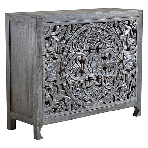 Комод Indian Antique White Furniture Chest of Drawers Kailash серый