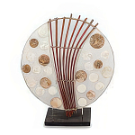 Настольная лампа из перламутра и дерева на подставке Indonesian Round Shell варинант исполнения - 3 | Loft Concept в Орле