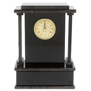 Часы настольные черные из натурального камня Обсидиан Stone Clock