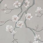 Обои ручная роспись Magnolia Canopy Original Colourway on Oyster Shell metallic silk варинант исполнения - 1 | Loft Concept в Орле