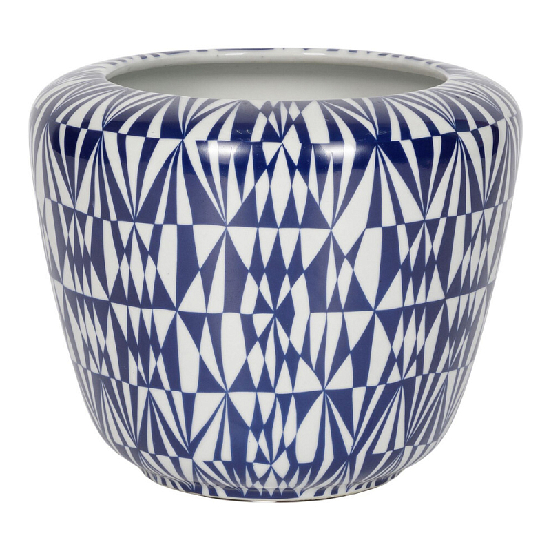 Кашпо с орнаментом в сочетании белого и синего цвета Artistic Flowerpot Синий Белый в Орле | Loft Concept 