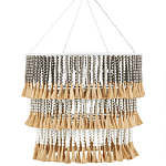 Люстра трехъярусная с декором из круглых деревянных бусин с кисточками Gray Brown Wooden Beads Chandelier варинант исполнения - 3 | Loft Concept в Орле