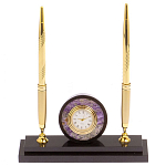 Часы настольные с двумя ручками из натурального камня Stone Clock варинант исполнения - 1 | Loft Concept в Орле