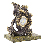 Часы настольные бронзовые в виде русалочки из натурального камня Змеевик Mermaid Stone Clock варинант исполнения - 3 | Loft Concept в Орле