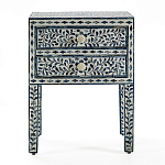 Тумбочка прикроватная White Pearl BEDSIDE CABINET 2 blue DRAWER варинант исполнения - 1 | Loft Concept в Орле