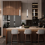 Подвесной светильник с узким цилиндрическим плафоном и черным металлическим декором Concrete Pipe варинант исполнения - 14 | Loft Concept в Орле