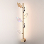 Бра с золотистой вертикальной трубкой и декоративными прозрачными листьями из стекла Sylva  варинант исполнения - 3 | Loft Concept в Орле