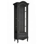 Витрина черная однодверная из массива бука с 4-мя полками и ящиком Black Provence варинант исполнения - 1 | Loft Concept в Орле