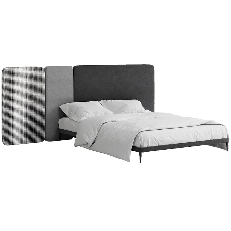 Кровать с большим мягким изголовьем Unity Dark Grey Bed Темно-серый Серый в Орле | Loft Concept 
