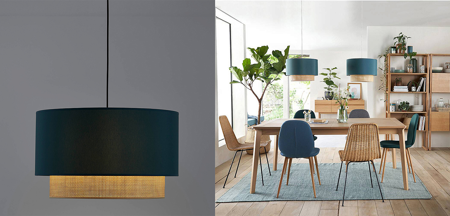 Подвесной светильник Ottar Wicker Turquoise lampshade Подвесной светильник Ottar Wicker Turquoise lampshade - Loft-Concept в Орле