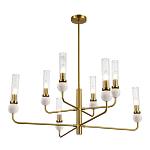 Люстра с 8-ю плафонами в форме стеклянных трубок и мраморных декоративных элементов Montreal варинант исполнения - 9 | Loft Concept в Орле