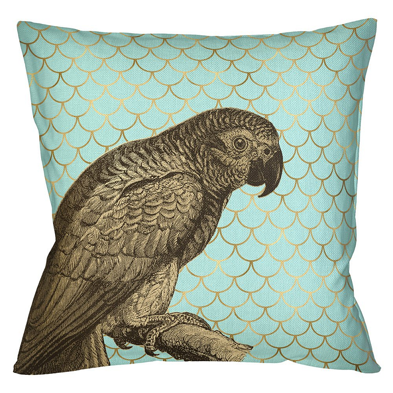 Подушка Safari light blue parrot Бирюзовый Глянцевое золото Подушка Safari light blue parrot Бирюзовый Глянцевое золото в Орле | Loft Concept