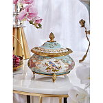 Шкатулка с крышкой из голубого фарфора с риунком птиц и цветов Blue Garden варинант исполнения - 3 | Loft Concept в Орле