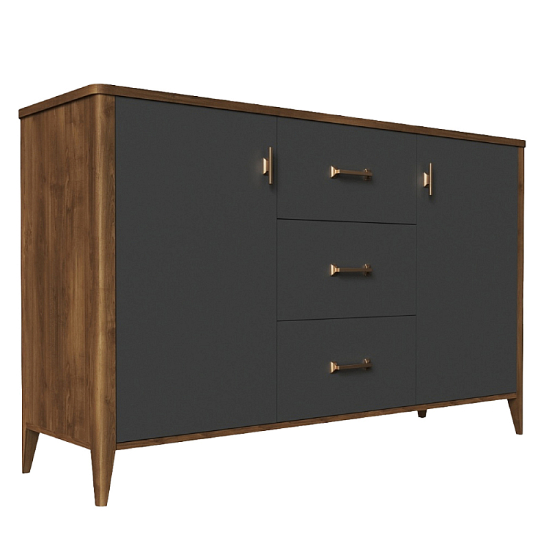 Комод с тремя ящиками и дверцами из массива бука Tasteful Furniture Серый Комод с тремя ящиками и дверцами из массива бука Tasteful Furniture Серый в Орле | Loft Concept