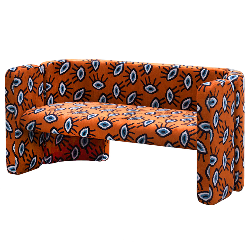 Акцентный Двухместный Диван Leela Оранжевый Орнамент Оранжевый в Орле | Loft Concept 