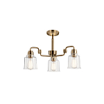 Люстра цвета латунь с 3-мя прозрачными стеклянными плафонами Kichler варинант исполнения - 3 | Loft Concept в Орле