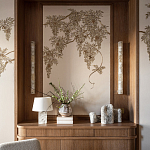 Обои с вышивкой ручной работы Deco Wisteria ﻿Midas colourway on Liso Pearl wool sateen варинант исполнения - 4 | Loft Concept в Орле