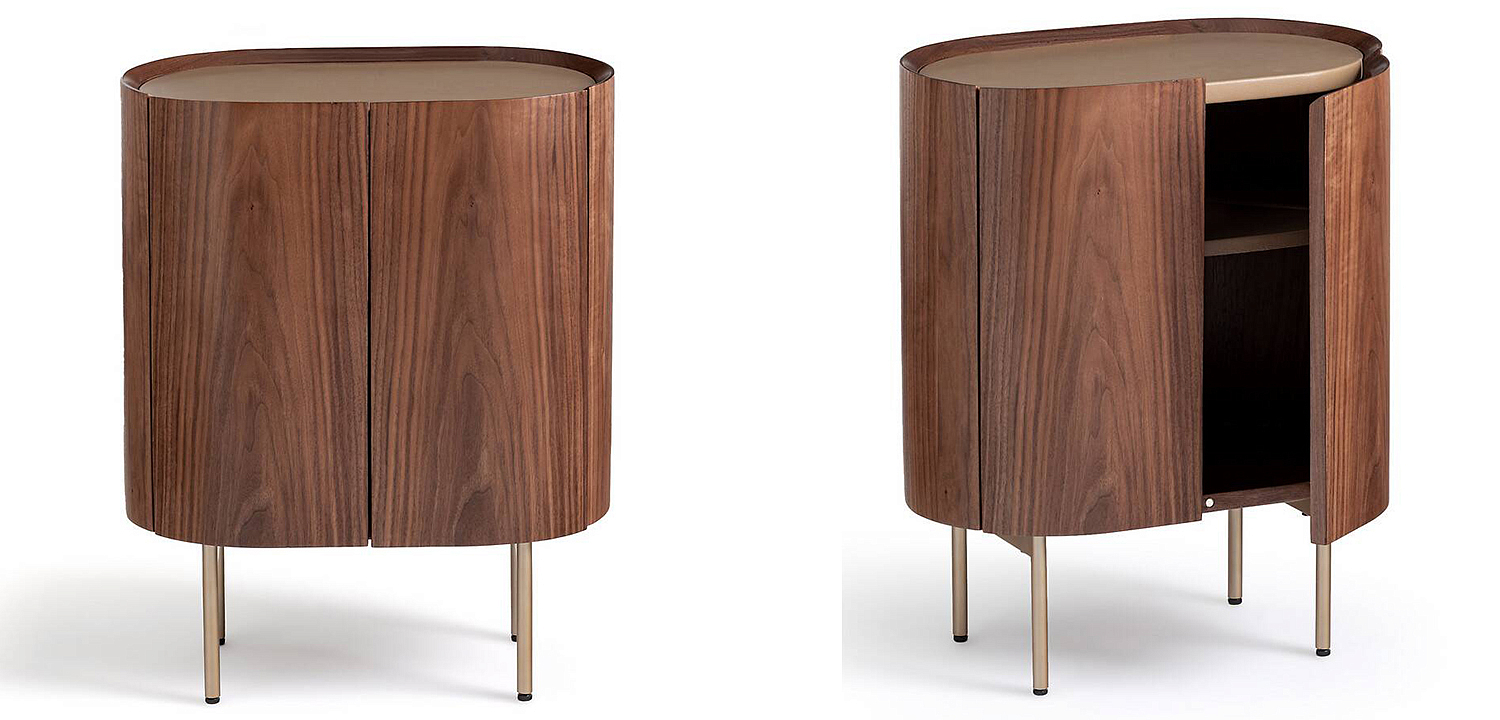 Тумба округлой формы Walnut and Leather массив ореха и столешница из натуральной кожи Тумба округлой формы Walnut and Leather массив ореха и столешница из натуральной кожи - Loft-Concept в Орле