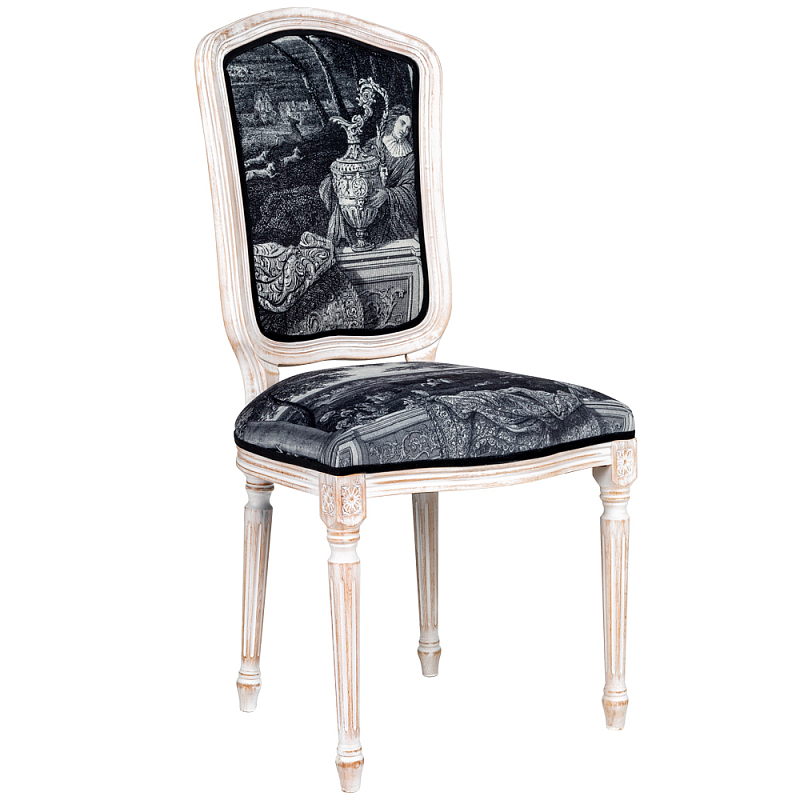 Стул Fontainebleau Stool Черно-белый Белый винтажная патина Стул Fontainebleau Stool Черно-белый Белый винтажная патина в Орле | Loft Concept