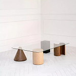 Дизайнерский журнальный стол с прозрачной столешницей и ножками в форме геометрических фигур Pytusin варинант исполнения - 1 | Loft Concept в Орле