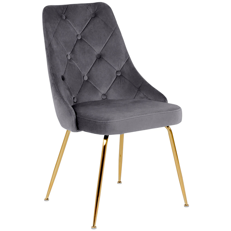 Стул в серой велюровой обивке Ward Grey Velour Chair Золотой Серый в Орле | Loft Concept 