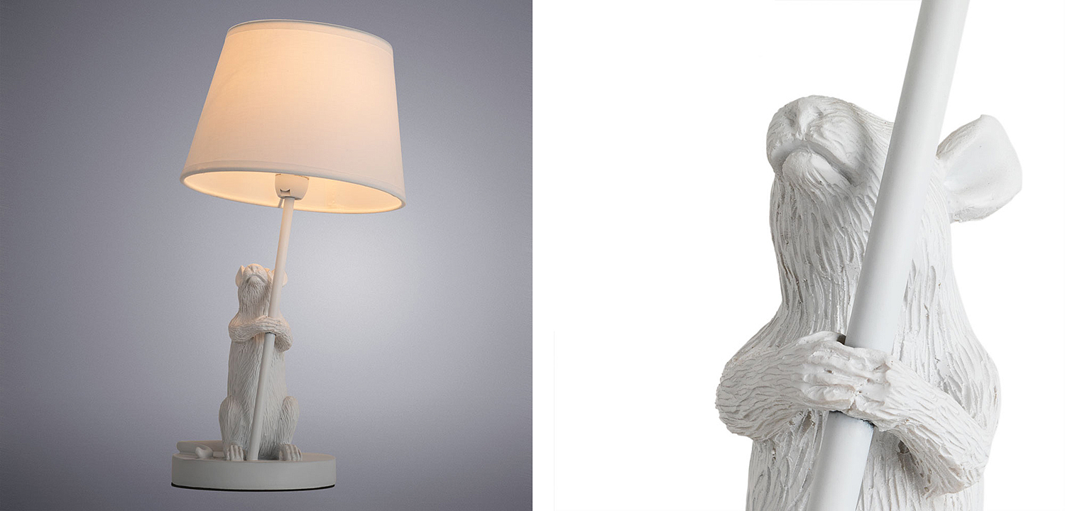Настольная лампа White Mouse holding a lamp Настольная лампа White Mouse holding a lamp - Loft-Concept в Орле