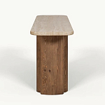 Консоль с овальной столешницей и фактурным деревянным основанием Enzo варинант исполнения - 1 | Loft Concept в Орле