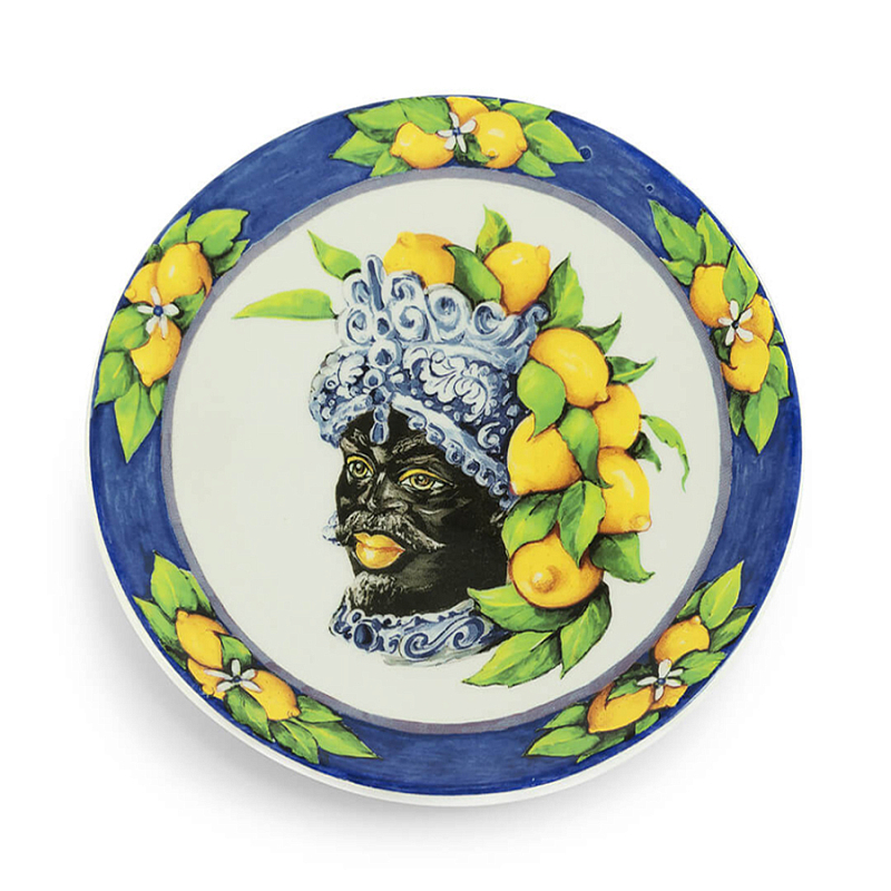 Тарелка Abhika PLATE MORO HEAD SMALL D 15,5 Blue Темно-синий Желтый Тарелка Abhika PLATE MORO HEAD SMALL D 15,5 Blue Темно-синий Желтый в Орле | Loft Concept