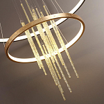 Люстра подвесная с 2-мя круглыми подвесами в черном и золотистом цвете и вертикальными подвесками Ring Horizontal варинант исполнения - 3 | Loft Concept в Орле