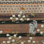 Обои ручная роспись The Art of Learning and Steps for the Flowers by Teo Yang Special Colourway on purple painted Xuan paper варинант исполнения - 2 | Loft Concept в Орле