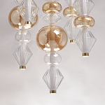 Люстра с плафонами из прозрачного и янтарного стекла в виде шаров и ромбов Gabriel Scott Luna варинант исполнения - 10 | Loft Concept в Орле