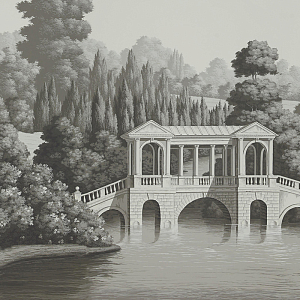 Обои ручная роспись English Landscape Eau Forte on scenic paper