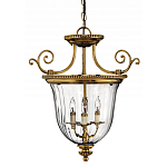 Люстра подвесная цвета латунь с прозрачным стеклянным плафоном и тремя лампами в классическом стиле на цепи Hinkley варинант исполнения - 1 | Loft Concept в Орле