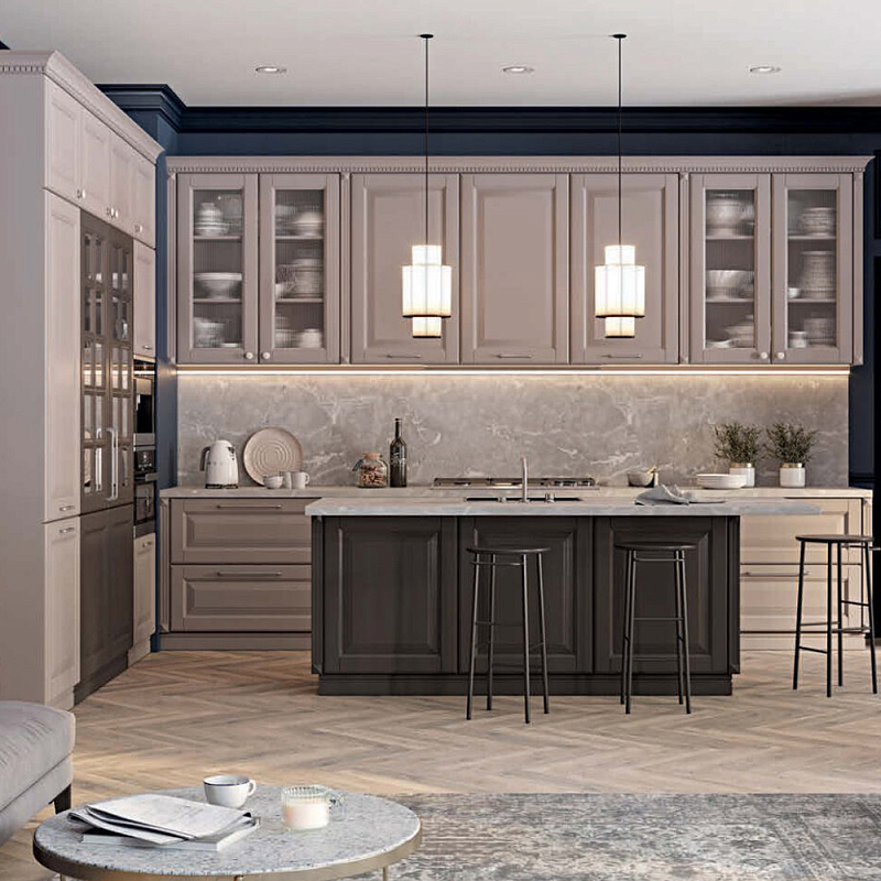 Угловая кухня с островом из массива дерева Amaline Kitchen Set Бежевый Коричневый Угловая кухня с островом из массива дерева Amaline Kitchen Set Бежевый Коричневый в Орле | Loft Concept