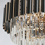 Люстра из черного металла с многоярусными подвесками из прозрачного хрусталя на золотой цепи Empire Black Chandelier Crystal варинант исполнения - 5 | Loft Concept в Орле