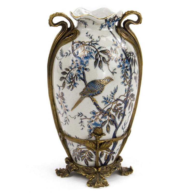 Ваза Blue and Bronze Bird Белый Бронза Синий Ваза Blue and Bronze Bird Белый Бронза Синий в Орле | Loft Concept