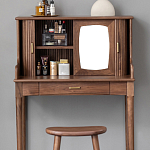 Туалетный стол деревянный с ящиком и зеркалом Moon Walnut Furniture варинант исполнения - 5 | Loft Concept в Орле