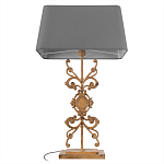 Настольная лампа на ажурном чугунном основании с серым абажуром Openwork Lamp варинант исполнения - 3 | Loft Concept в Орле