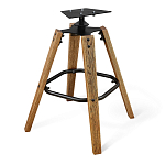 Барный стул со спинкой и металлической подставкой на 4-х деревянных ножках Бежевый Велюр Vendramin Chair варинант исполнения - 9 | Loft Concept в Орле