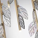 Люстра с золотистыми трубками и прозрачными стеклянными листьями на подвесах Sylva  варинант исполнения - 7 | Loft Concept в Орле