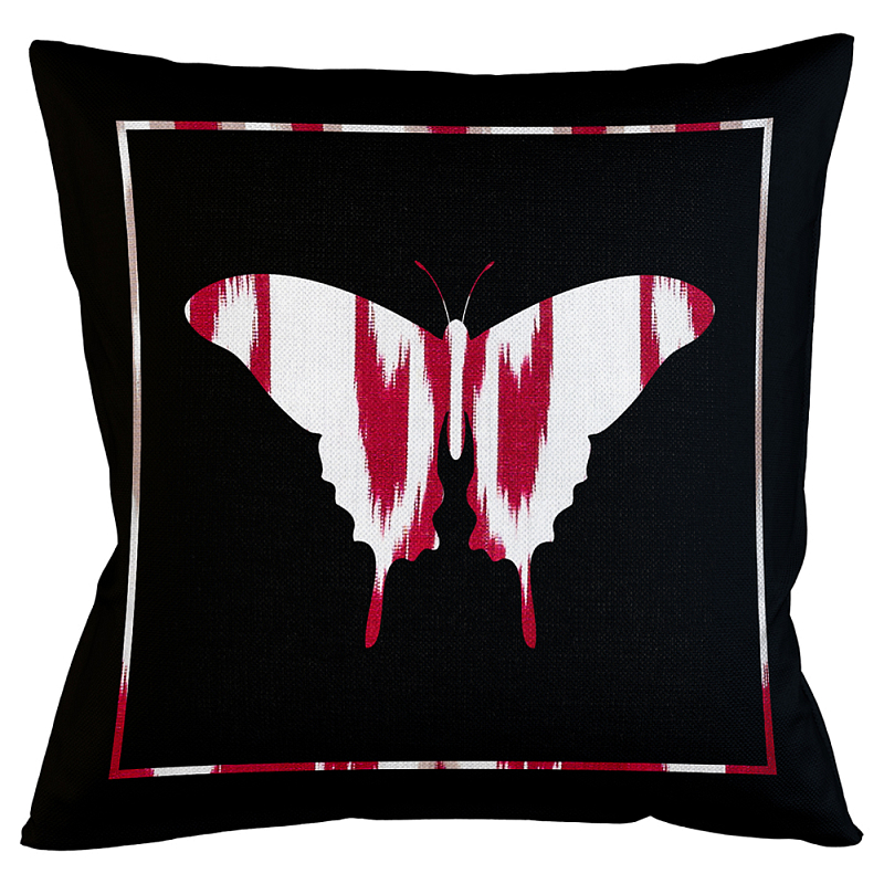 Подушка декоративная бабочка с красным узором Ikat Pattern Черный Белый Красный Бежевый Подушка декоративная бабочка с красным узором Ikat Pattern Черный Белый Красный Бежевый в Орле | Loft Concept