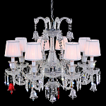 Люстра с 8-ю белыми текстильными абажурами и хрустальными подвесками Lustre Reverie варинант исполнения - 1 | Loft Concept в Орле