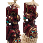 Комплект из 2-х деревянных статуэток Asmat Straw Headdress Statuettes Red Tattoo варинант исполнения - 3 | Loft Concept в Орле
