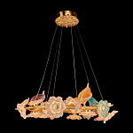 Люстра круглая на золотом каркасе с птичками и цветочным декором Miscellaneous herbs варинант исполнения - 1 | Loft Concept в Орле