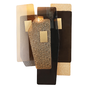 Бра с многослойными стеклянными панелями янтарного и дымчатого цвета Textured Glass