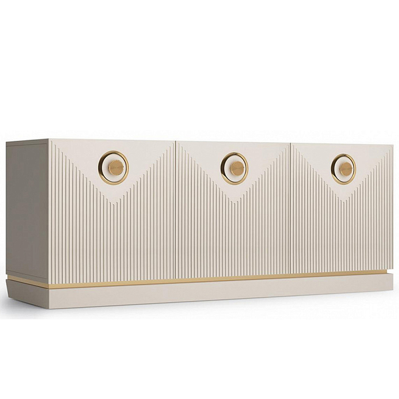 ТВ-тумба с 3-мя фактурными дверцами Satin Furniture Бежево-серый ТВ-тумба с 3-мя фактурными дверцами Satin Furniture Бежево-серый в Орле | Loft Concept