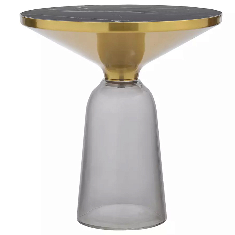 Кофейный столик с круглой стеклянной столешницей с мраморным узором Round Gray Table with Pattern Серый Черный Кофейный столик с круглой стеклянной столешницей с мраморным узором Round Gray Table with Pattern Серый Черный в Орле | Loft Concept