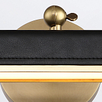 Светильник для картин цвет винтажная латунь с прямоугольным плафоном из кожи черного цвета Alora варинант исполнения - 5 | Loft Concept в Орле